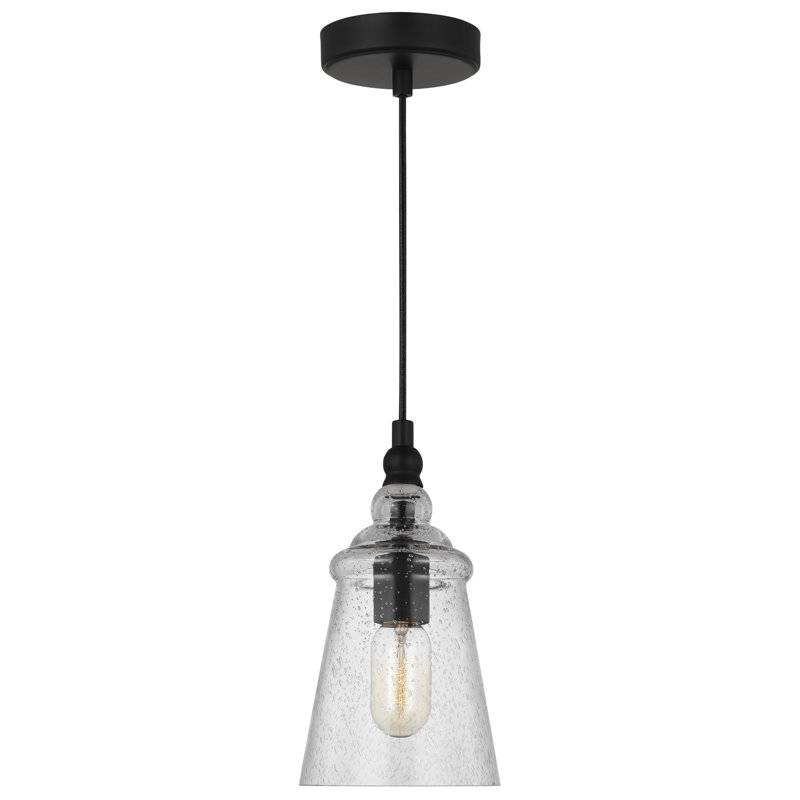 Luminaire suspendu en forme de cloche à 1 lumière Levine, Nuit noire