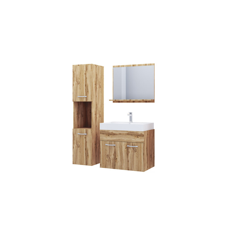 Doyon 91Cm W x 132Cm H x 35Cm D Bathroom Storage Furniture Set, Wotan Oak