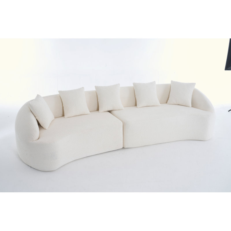 Canapé courbé sans os, canapé modulaire à compression, blanc haute densité, canapé-lit pour salon, salon, appartement, chenille