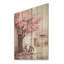 «I», impression sur bois, fleurs printanières roses et blanches-1324600242