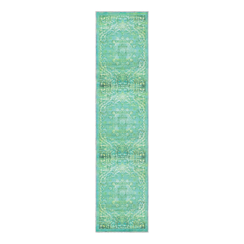 Tapis oriental vert Bitteridge, Tapis de couloir 2 pi x 8 pi