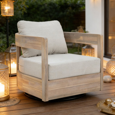 Outdoor Wood Swivel Club Chair