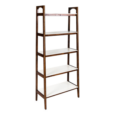 Bibliothèque Mid-Century à 5 tablettes: bois massif et bibliothèque compacte avec composants