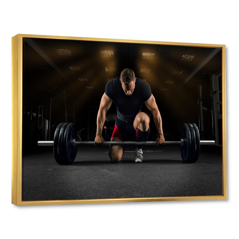 Oradell - Aérobie et musculation, impressions sur toile_106272, Toile avec cadre flottant or, H 34 po x l 44 po x P 1,5 po