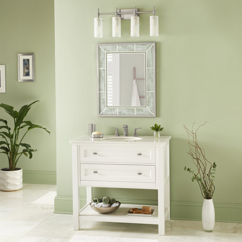 Éclairage à intensité variable pour meuble-lavabo 4 lumières Luann, Nickel brossé