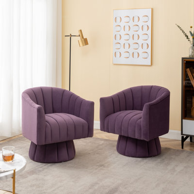 Fauteuil demi-tonneau pivotant en velours capitonné de 28 pouces de largeur Murrow