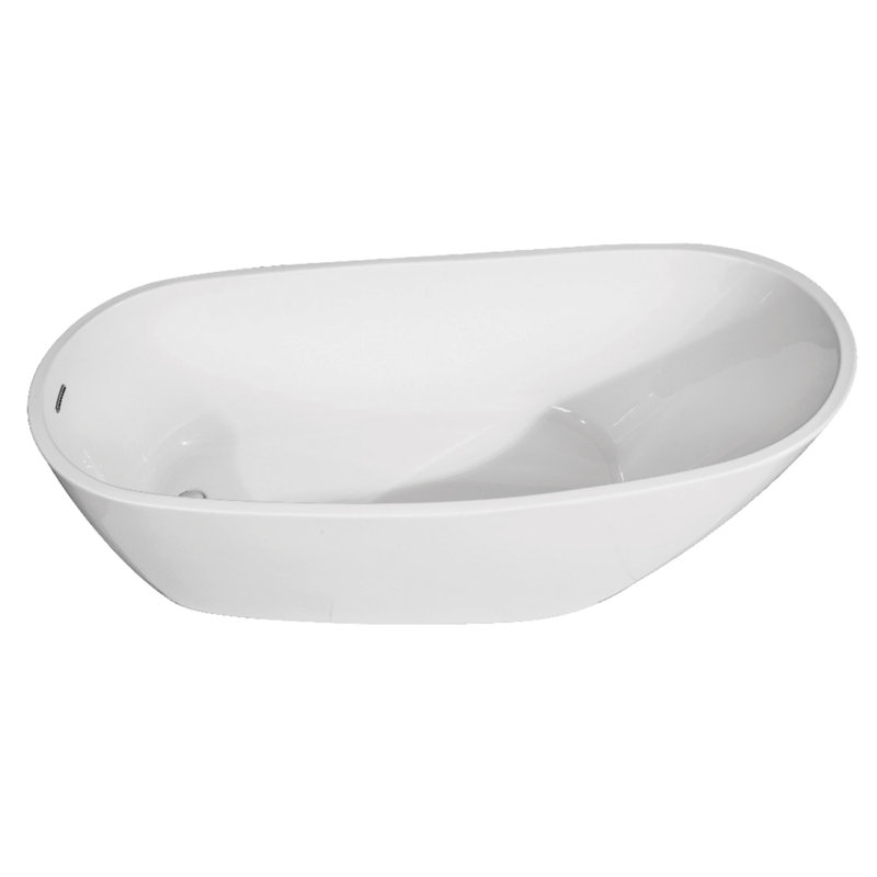 Aqua Eden 63-Inch White Acrylic Freestanding Slipper Tub