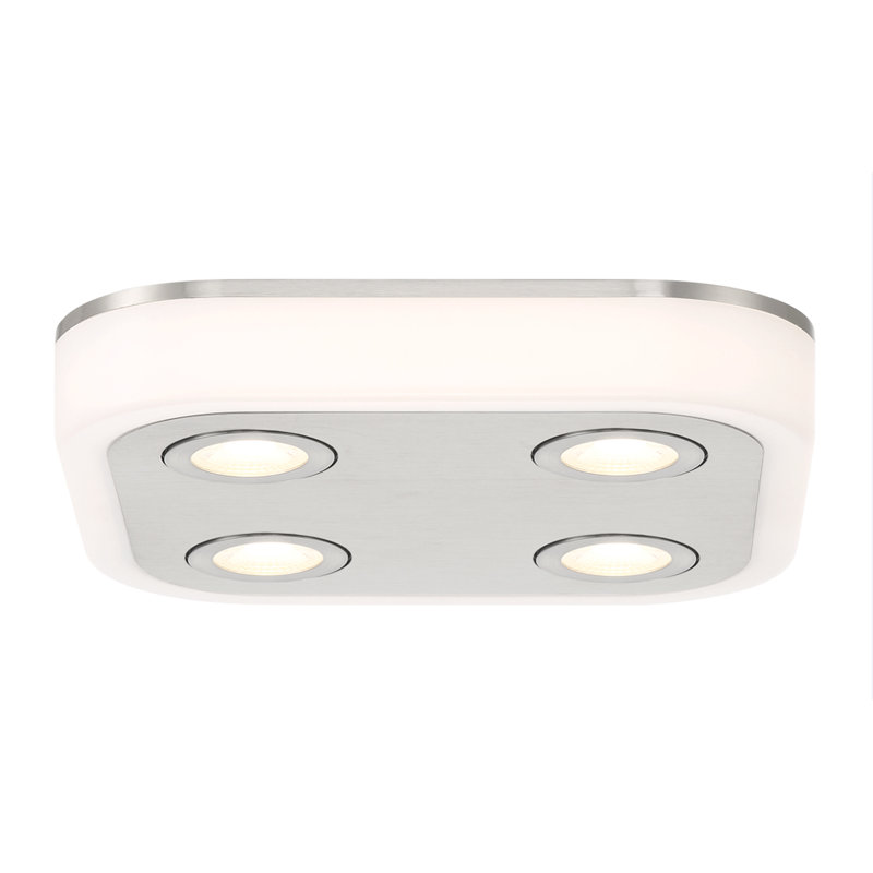 Mendon 14 po Plafonnier encastré contemporain en nickel brossé avec lumières à cardan et CCT sélectionnable avec télécommande Contemporary