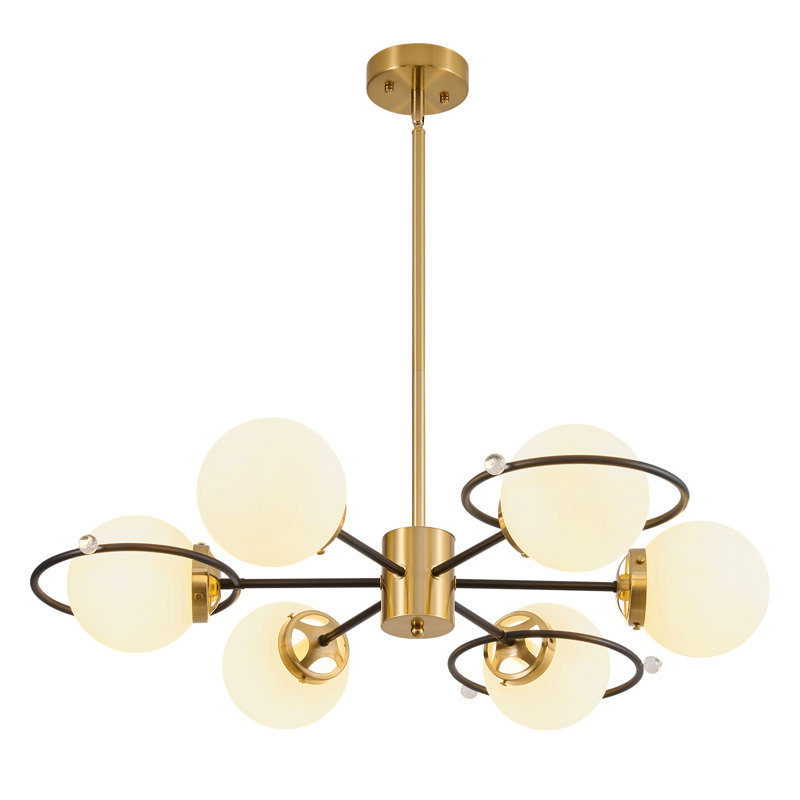 Nichee 6 - Light Dimmable Linear Chandelier, Gold/Matte Black
