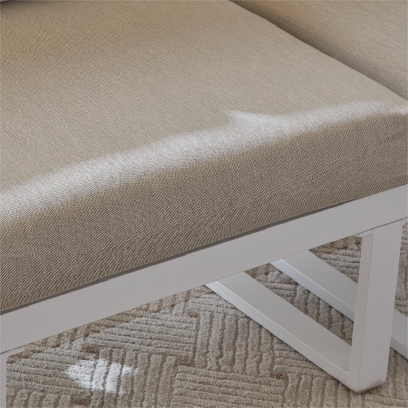 Ireona 5 - Person Modular Patio Conversation Set with Cushions, White/Brown Natural Wood, Warm Gray