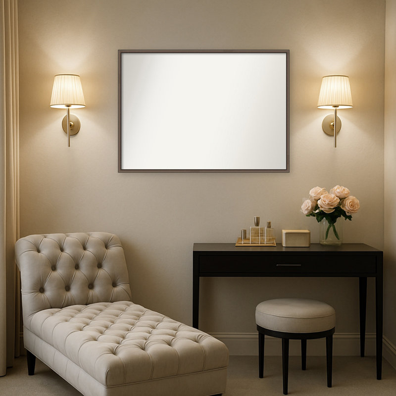 Miroir mural de salle de bain Radcliff, 39 in. W x 28 in. H, Cordelia mince bronze