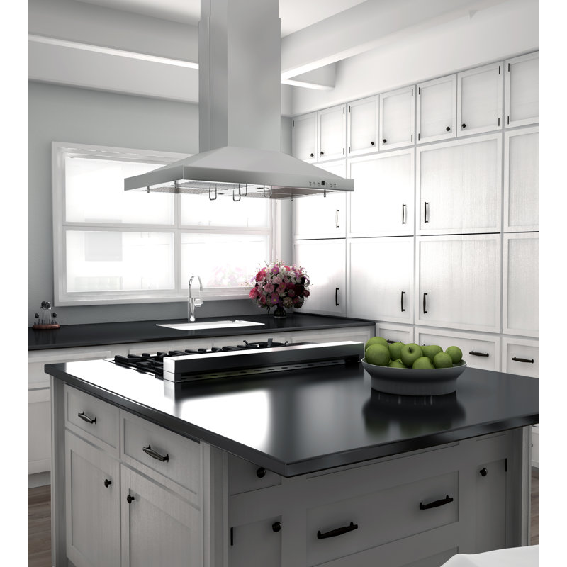 36" 400 CFM Convertible Island Range Hood, Stainless Steel, 36" W