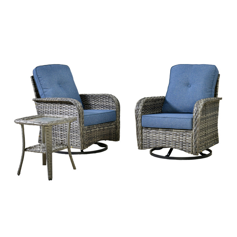 Christensen 2 - Person Patio Dining Set with Square Table, Blue