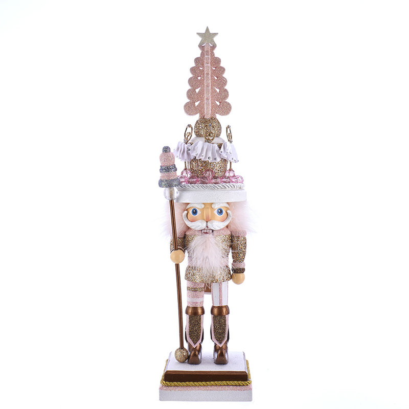 17.5-Inch Pink and Gold Ballet Nutcracker with Glitter Detail