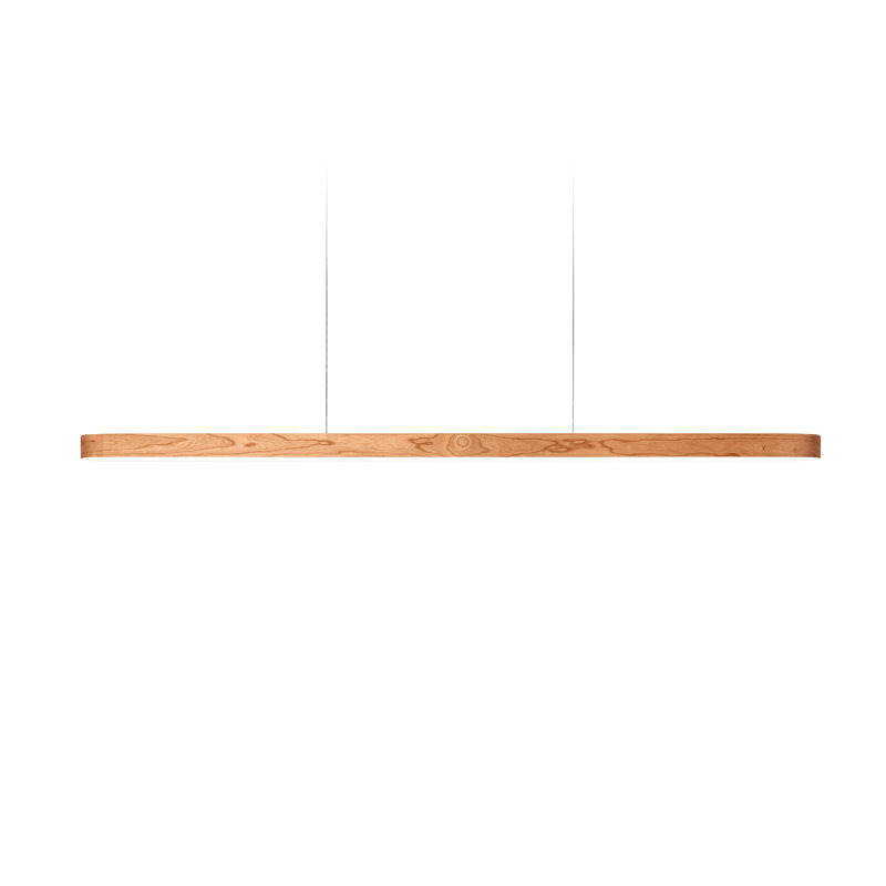 1 - Light LED Pendant, 98" H x 59.1" W x 2" D, Natural Cherry, Matte White