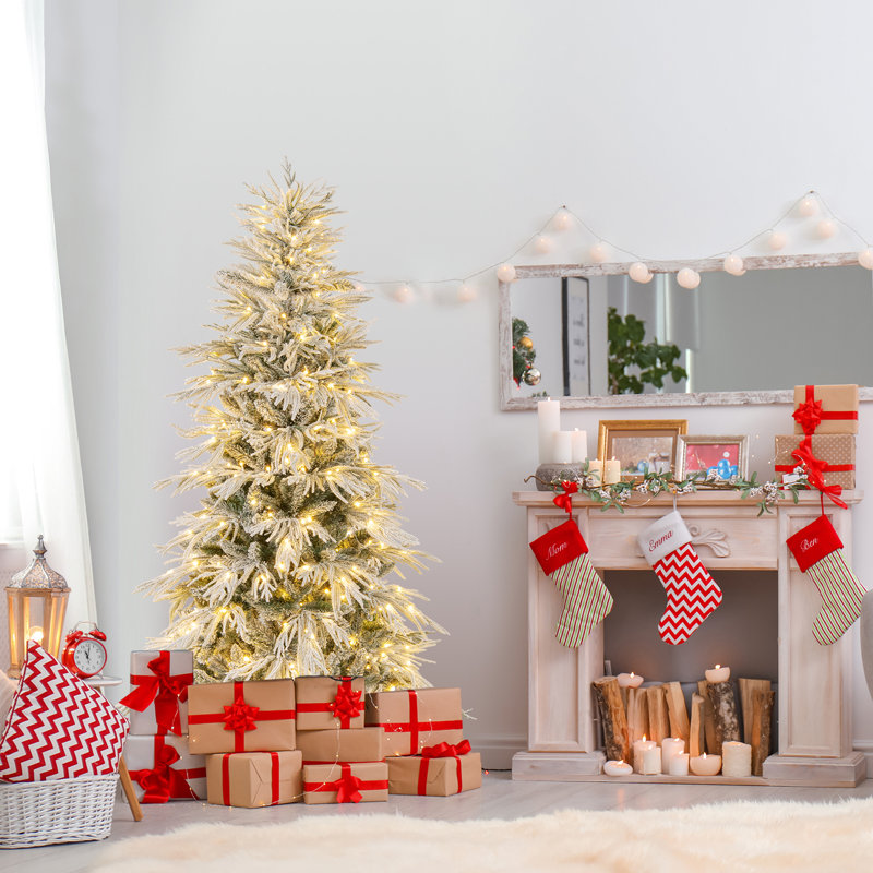  Arbre de Noël artificiel 6 pi avec 820 extrémités en PVC et 250 lumières DEL, H 6 pi 