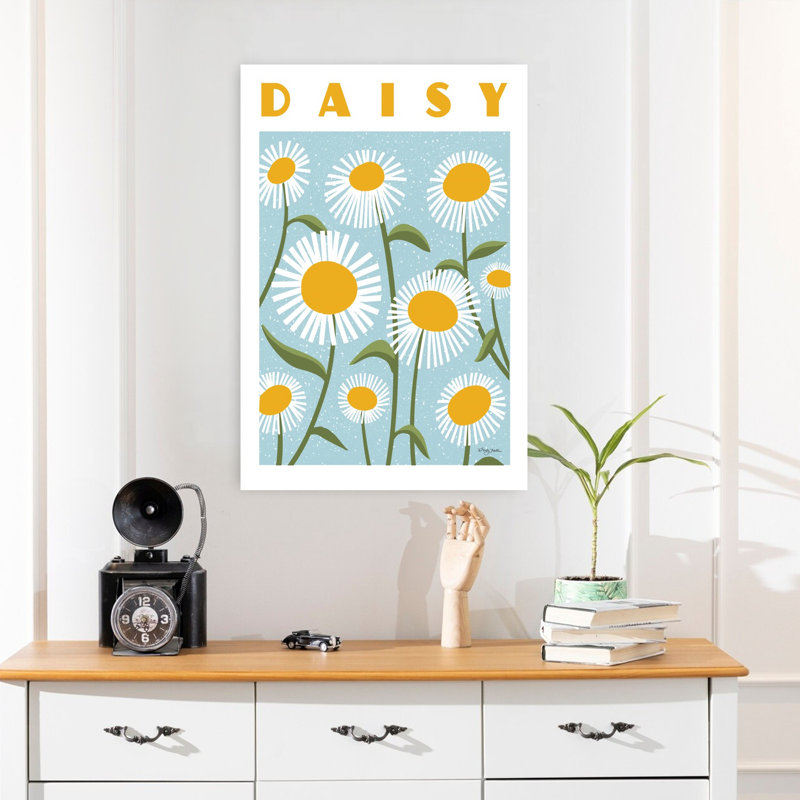 Affiche de marguerite colorée rétro rétro, art de fleur de marguerite, H 24 po x l 16 po