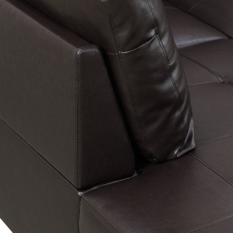 Canapé et chaise longue avec repose-pieds Beesley, Orienté à gauche (vu de face), Brun, Noir