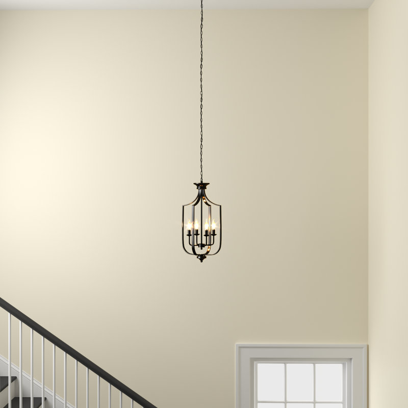 4-Light Chandelier, Noir mat, Médium