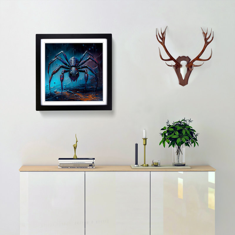 Spider Palette Knife Painting - Framed Print, Black
