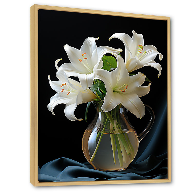 Perle pureté vase nature morte I, reproduction d'art sur toile, Cadre naturel flottant, H 44 po x l 34 po x P 1,5 po