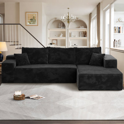 Nathasa 2 - Piece No Assembly Required Compression Sectional, Free Combination Upholstery Boneless Sofa with L-Shape Chaise, Deep Seat Modular Couch for Living Room Bedroom