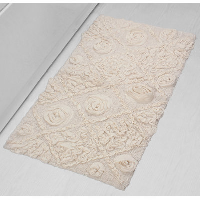 Schoenberger Floral Design Cotton Bath Rug