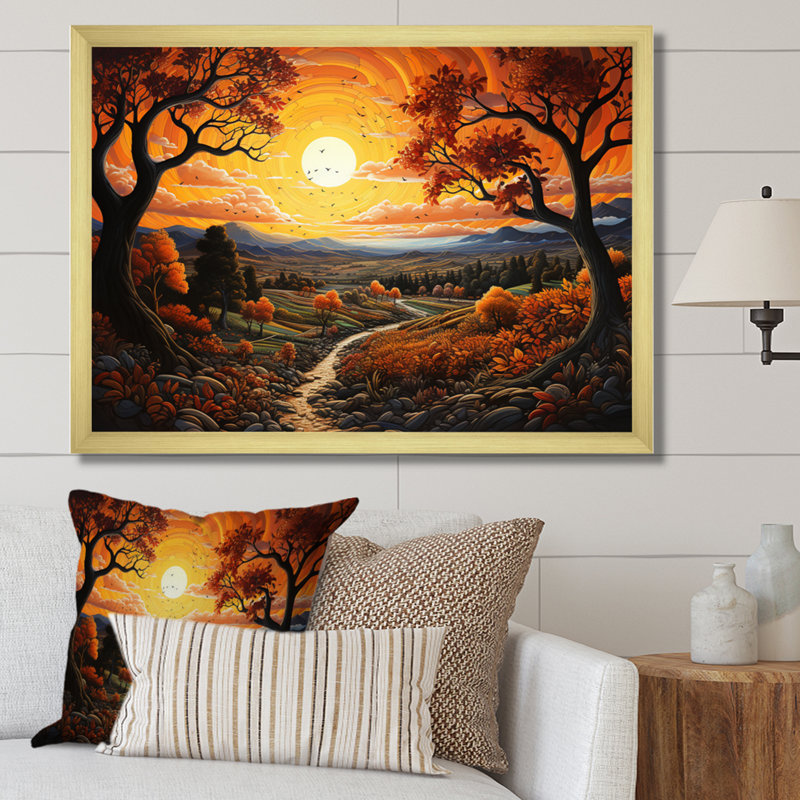 «Countryside Autumn Orchards Patchwork - Landscape», reproduction d'art sur toile, H 16 po x l 32 po x P 1 po