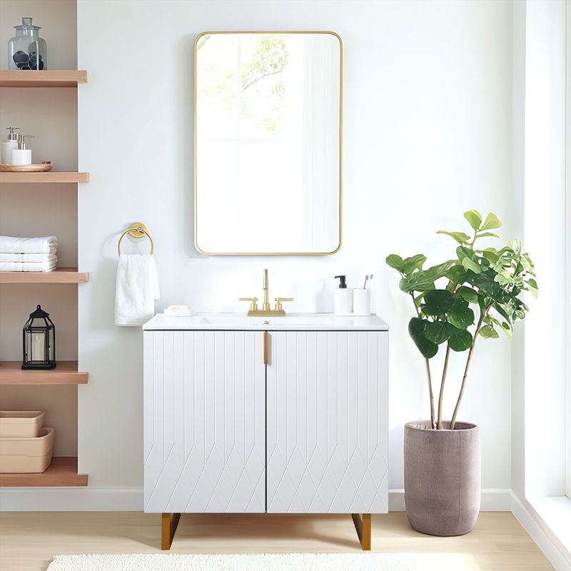 Ensemble de meuble-lavabo simple blanc 36 po, Central, 36"