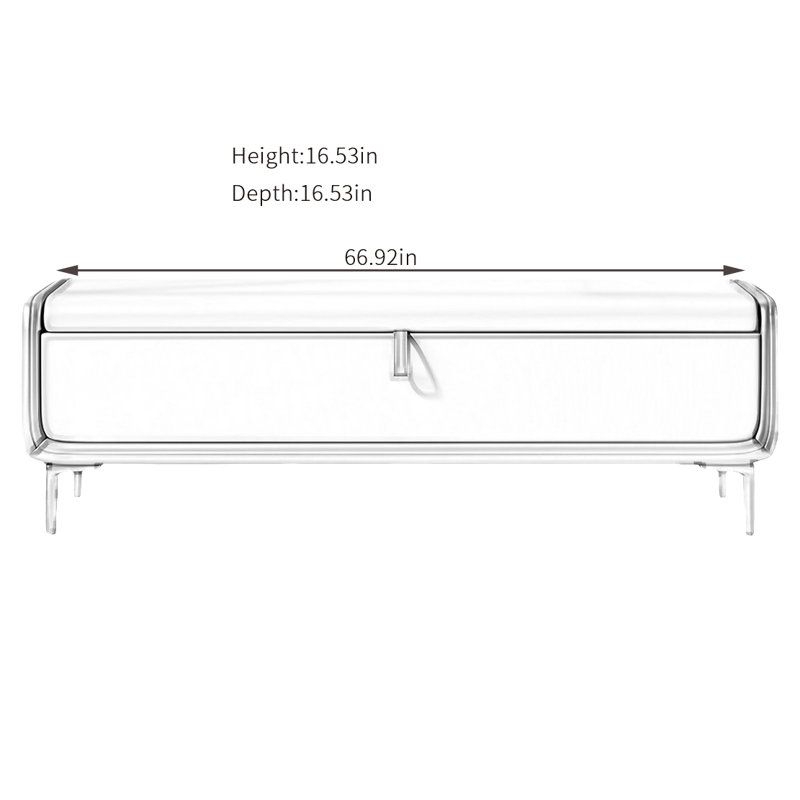 Tabouret à chaussures de luxe avec rangement, Blanc cassé, H 16,53 po x l 66,92 po x P 16,53 po