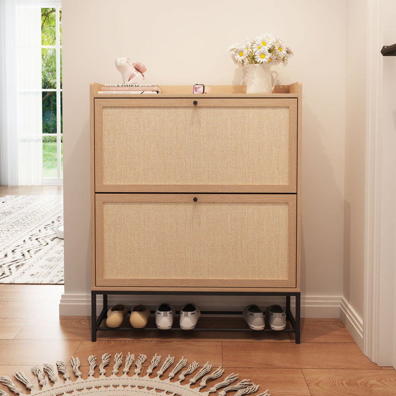 Armoire de rangement pour chaussures 16 paires Clie, Bois naturel