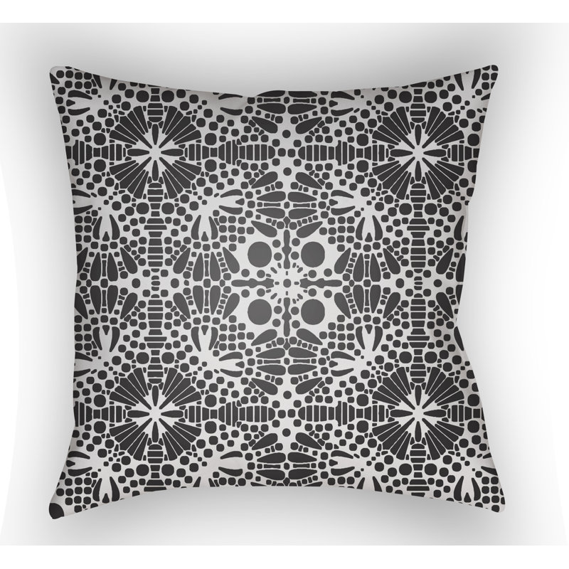 Laser Cut Outdoor Throw Pillow, 18" H x 18" W x 4" D, Black