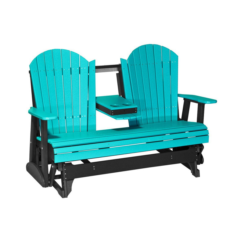 Buvana Outdoor Glider Bench, Aruba Blue/Black