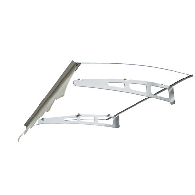 Square Door Window Awning - 0.137" Polycarbonate Sheet Construction 47" Wide X 34" Deep Aluminum Brackets Concrete Wall Garden