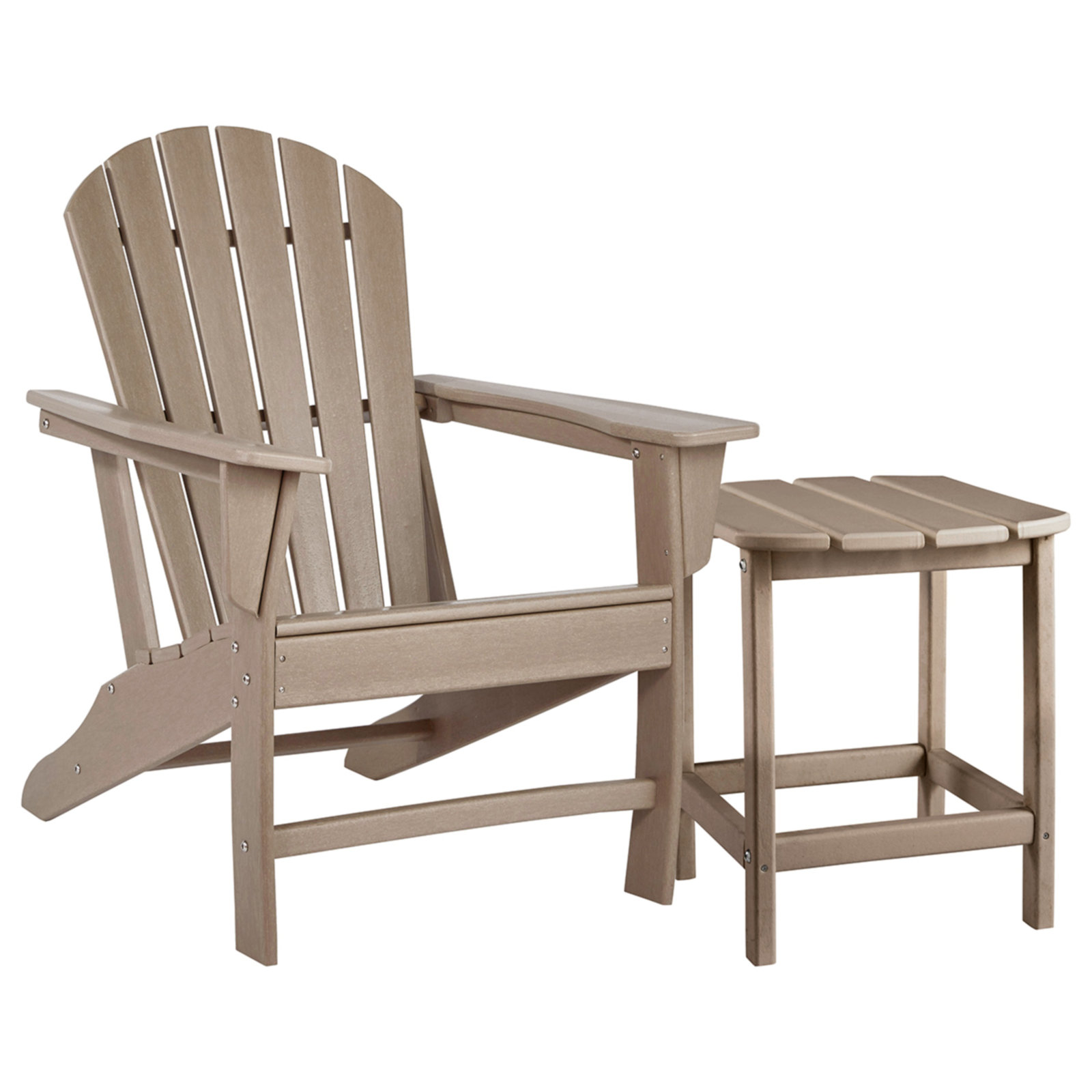 Emory Outdoor Adirondack Chair With Table, Brown