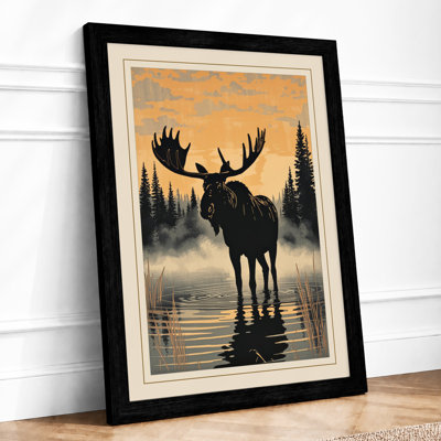Moose at Dawn Rustic - Framed Print