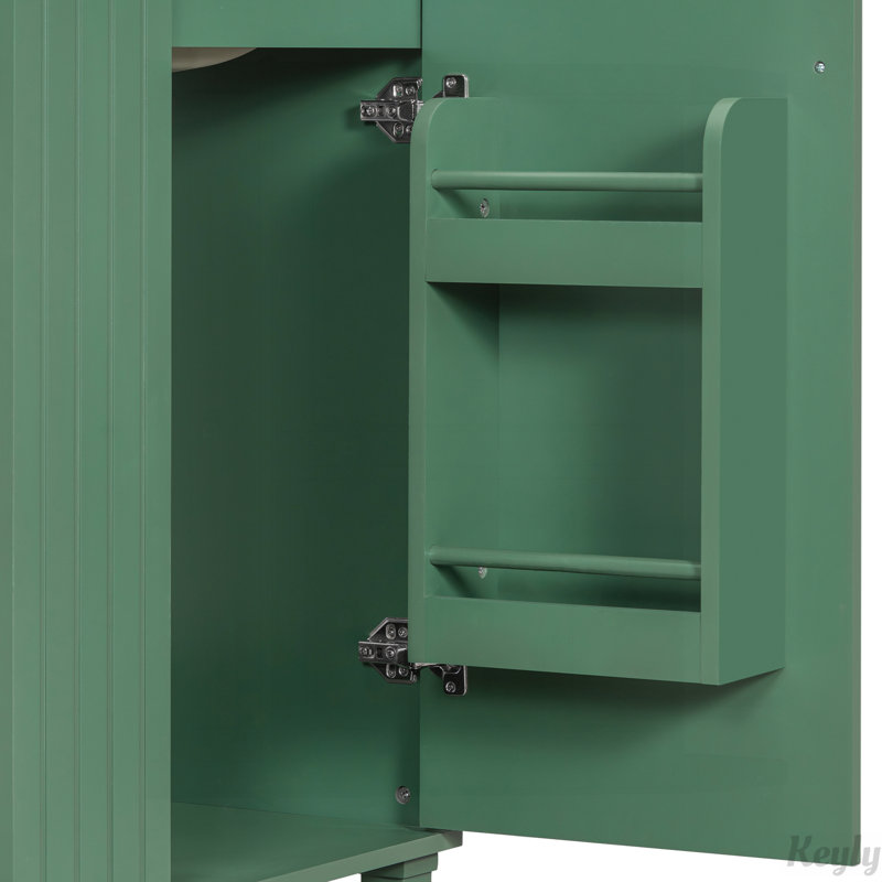 Meuble-lavabo 24 po avec lavabo, tablette de porte, rangement latéral ouvert, Vert