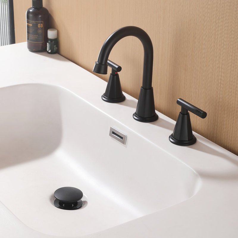Robinet de salle de bain 7,75 "à 3 trous, robinet de salle de bain traditionnel à 2 poignées avec ensemble de bonde, Noir mat