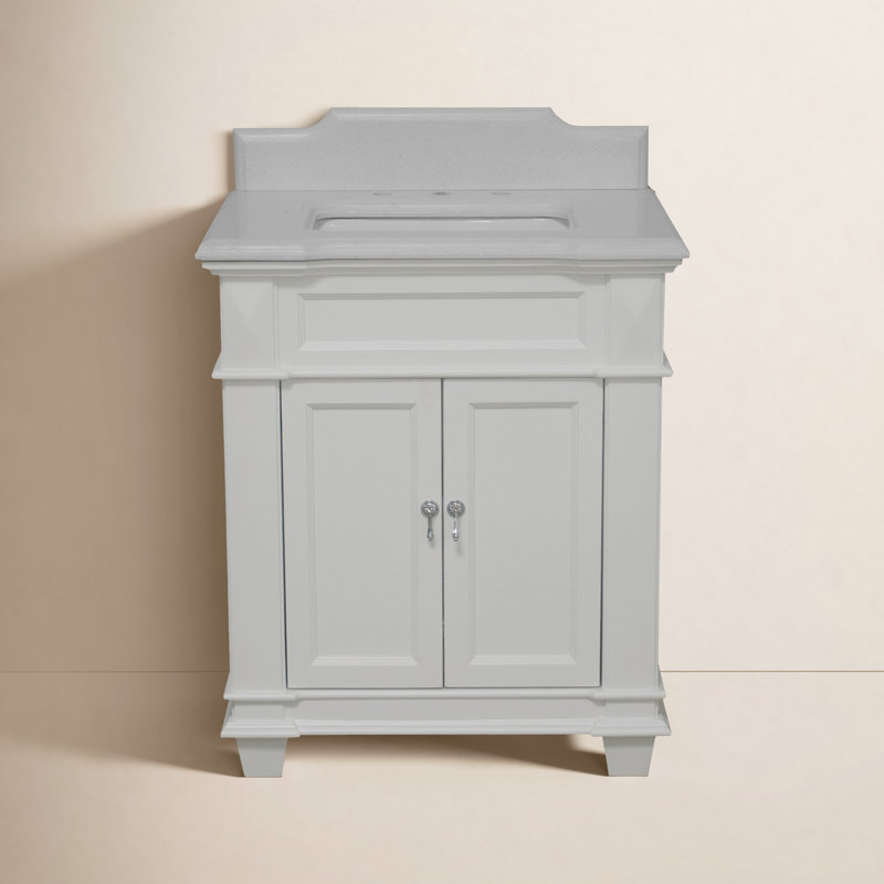 Aoibhin 30'' Single Bathroom Vanity with Top, White, Quartz