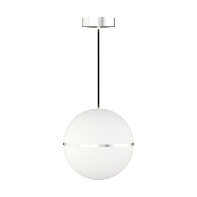 Hanea 1 - Light LED Pendant, Polished Nickel, !4" H x 14" D x 14" W