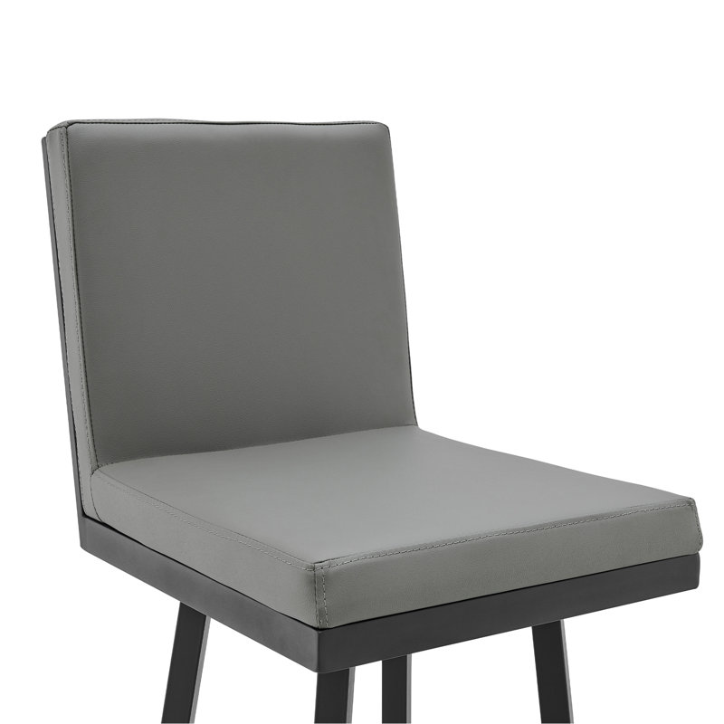 Tabouret de bar et de comptoir pivotant moderne en métal et en similicuir gris, Noir