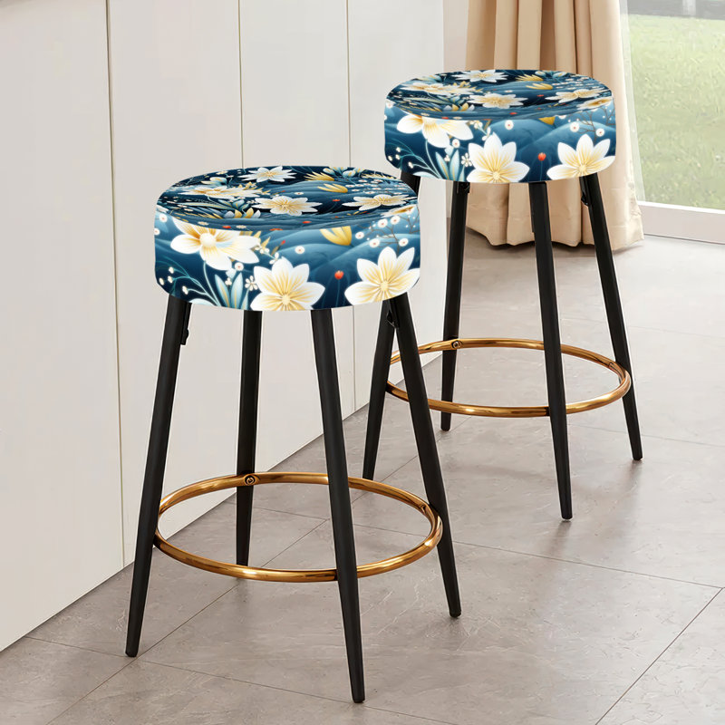 Ensemble de 2 tabourets de bar Beige et bleu sarcelle