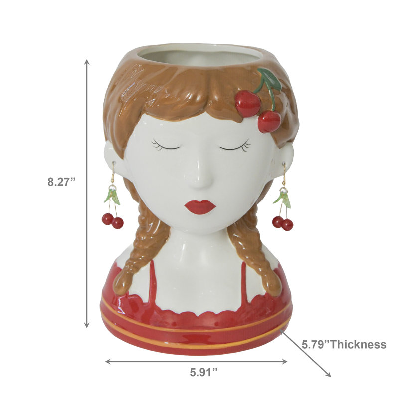 Ceramic Cherry Lady Planter