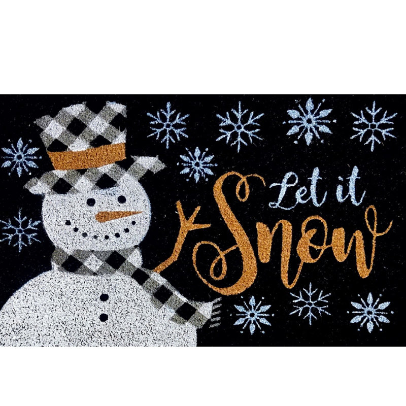 Checkered Snowman Medium Coir Doormat