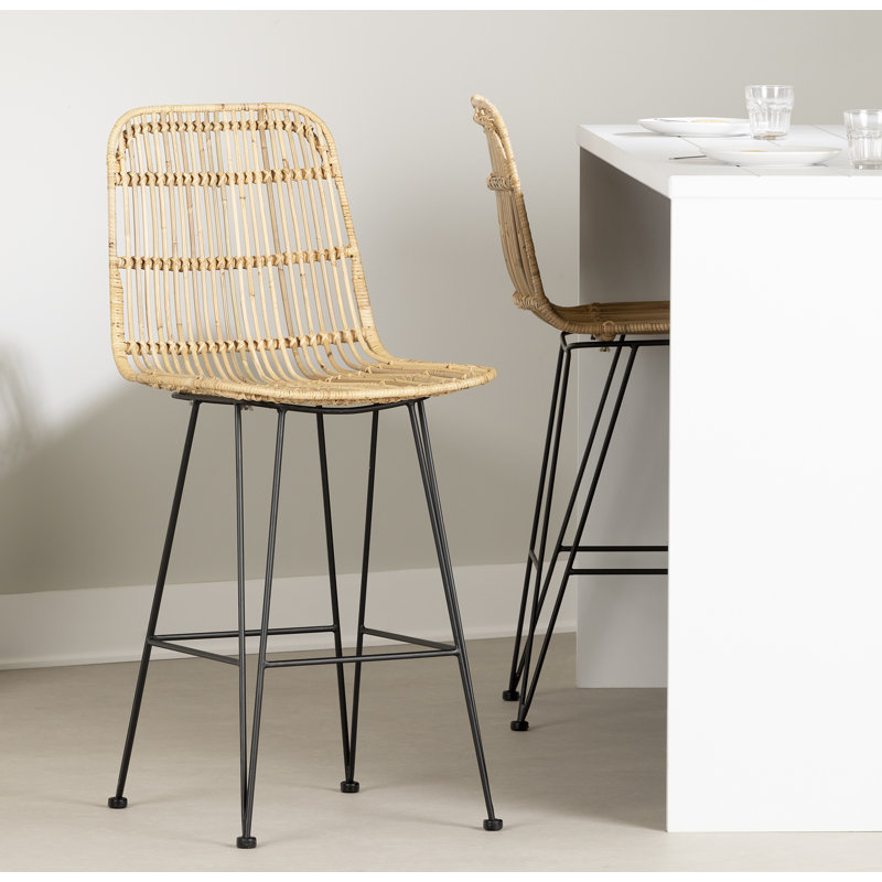 Balka Standard Rattan Counter Stool, Set Of 2 Rattan And Black, Black/Yellow