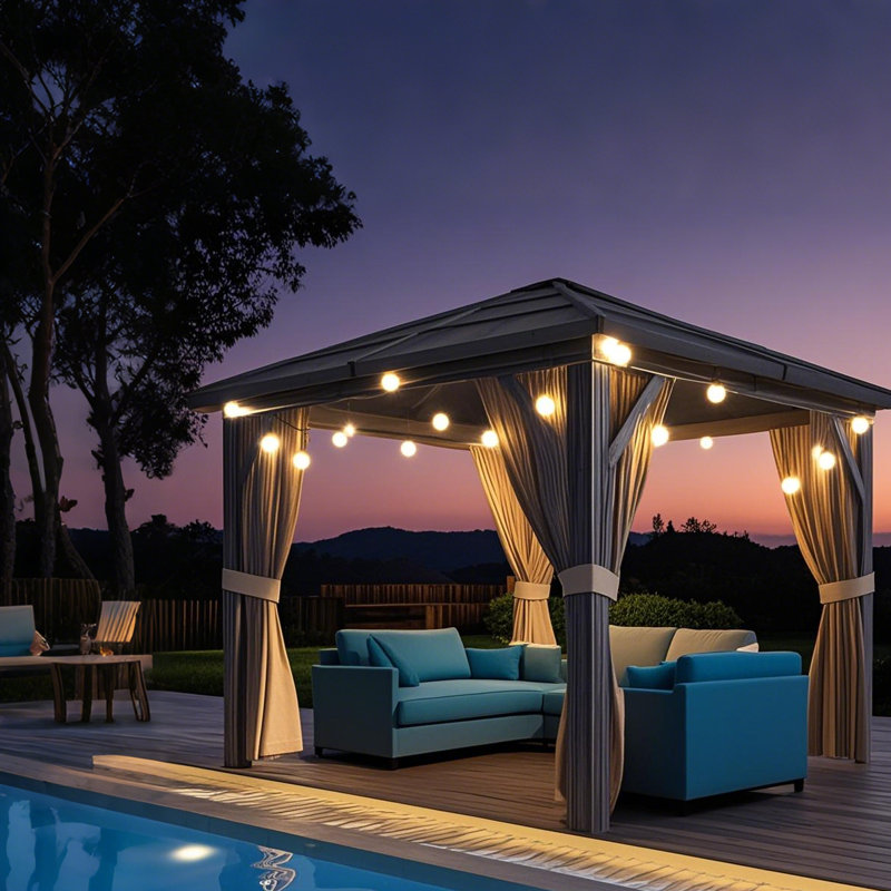 Aluminum Frame Outdoor Canopy, Weatherproof PVC Roof, Permanent Sun Protection Pavilion with Ventilation, Ideal for Backyard, Patio, Parks, Events
