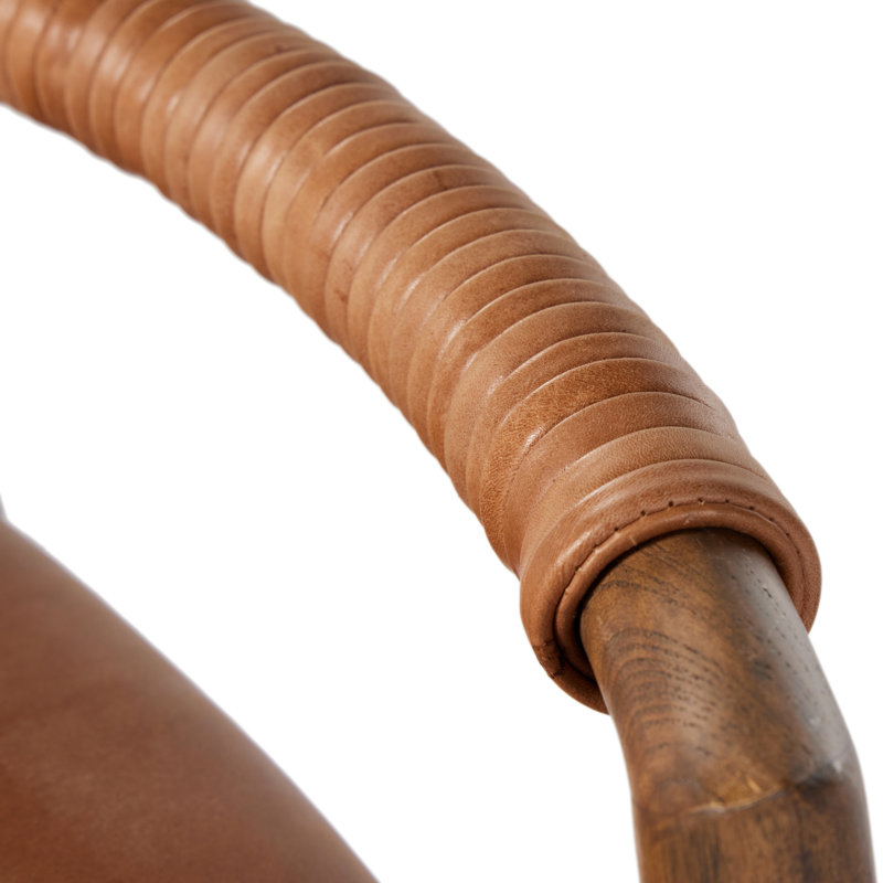 Baden Stool, Haven Tobacco/Genuine Leather, Lamont Nettlewood, Counter Stool (26" Seat Height)
