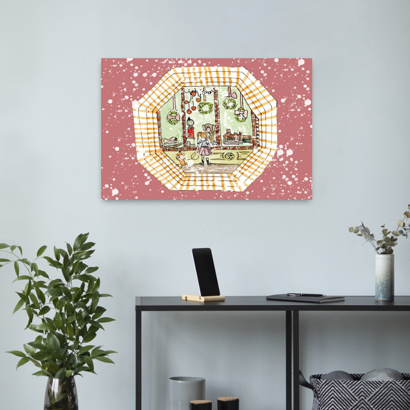Art contemporain contemporain rose, H 16 po x l 24 po