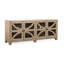 Table basse rectangulaire avec tablette, 2 tables d'appoint et console.-433519333