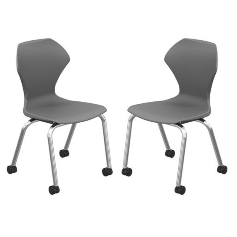 Chaise de classe avec roulettes Apex Series, Chrome, Gris anthracite, 16"